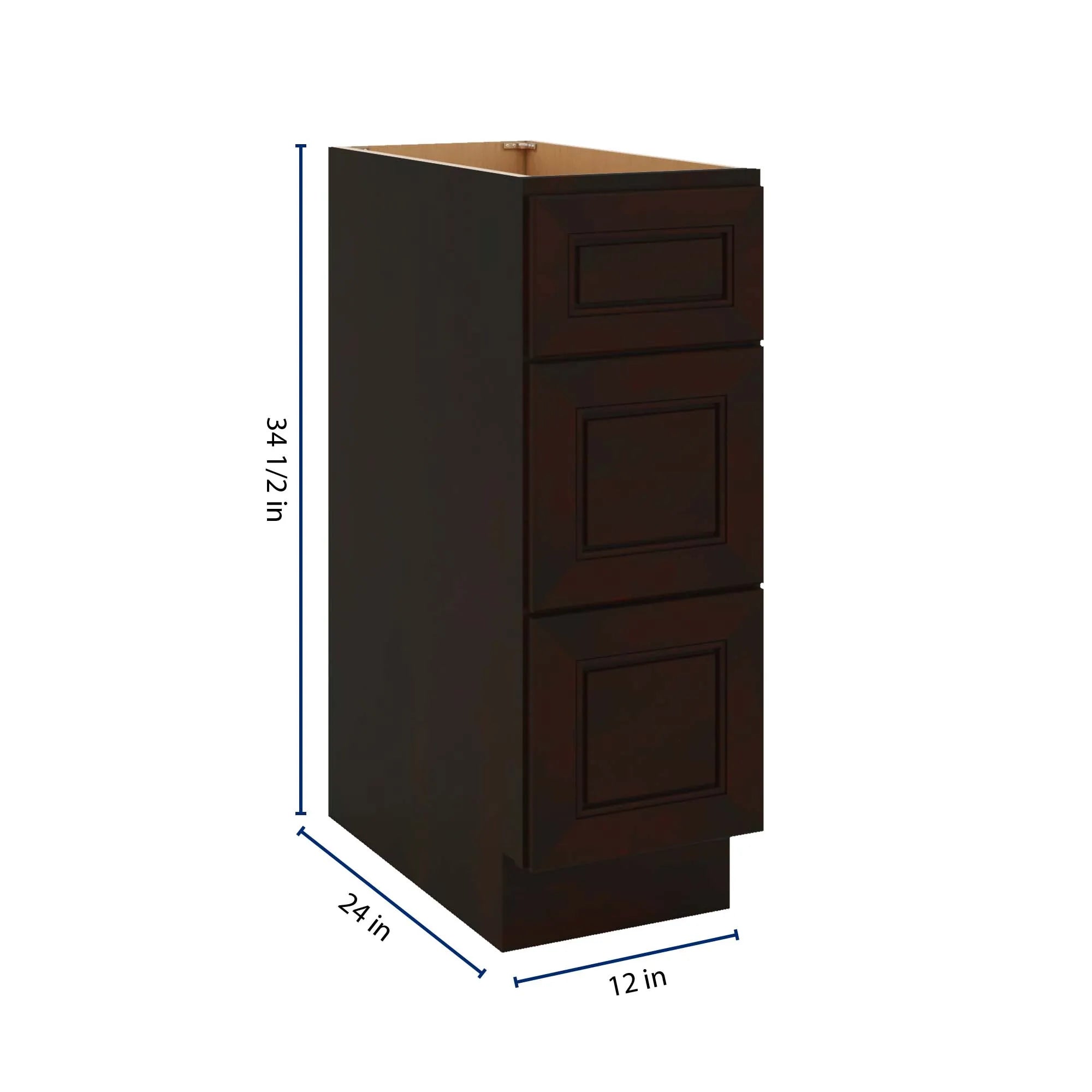 J&K Espresso K8 Base w/3 Drawers - 12" W