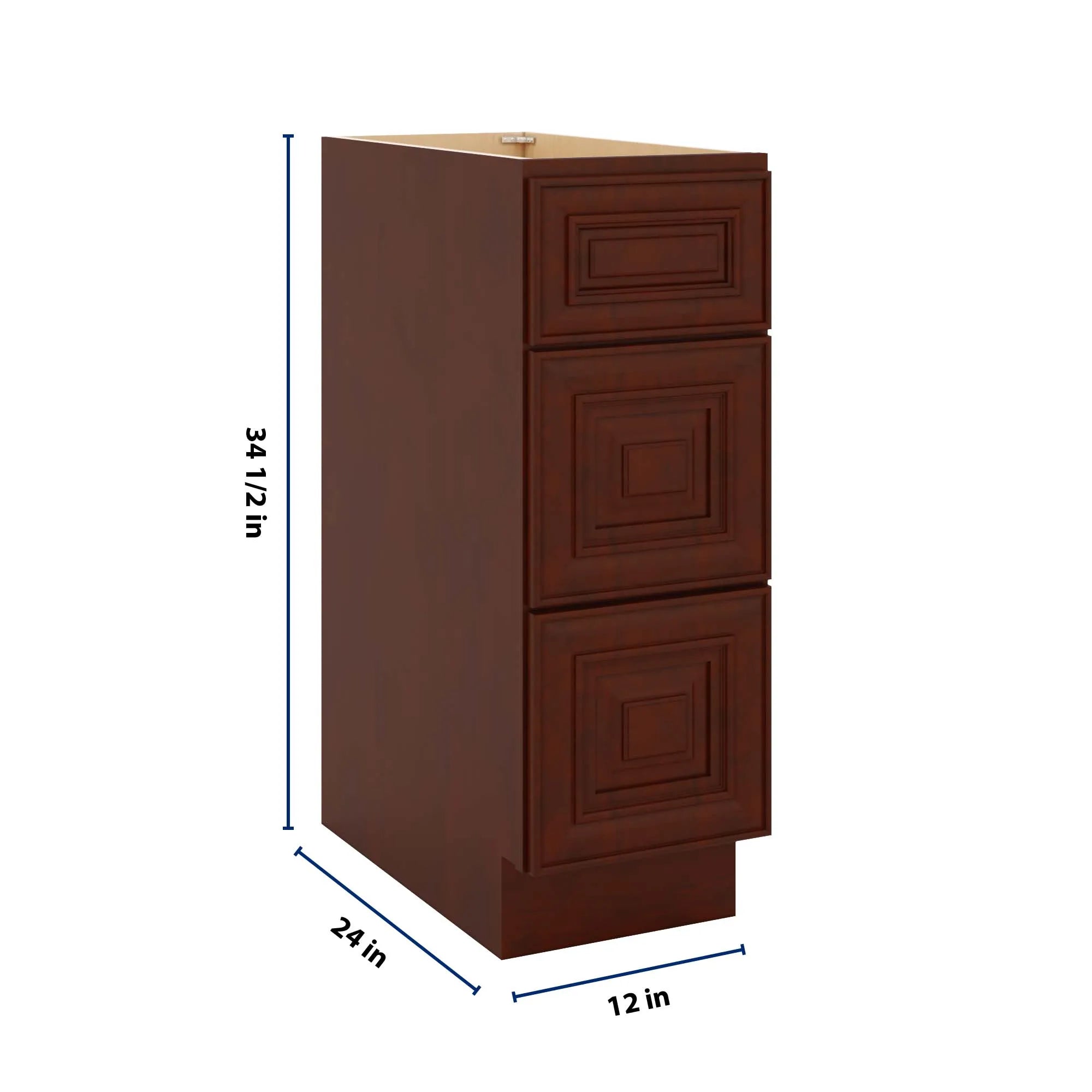 J&K Mahogany J5 Base w/3 Drawers - 12" W