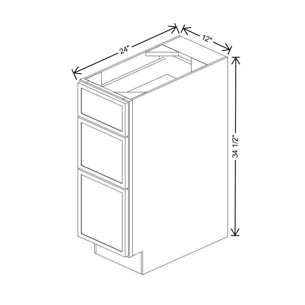 Cubitac Prestige Dover Latte 12" W 3-Drawer Base Cabinet