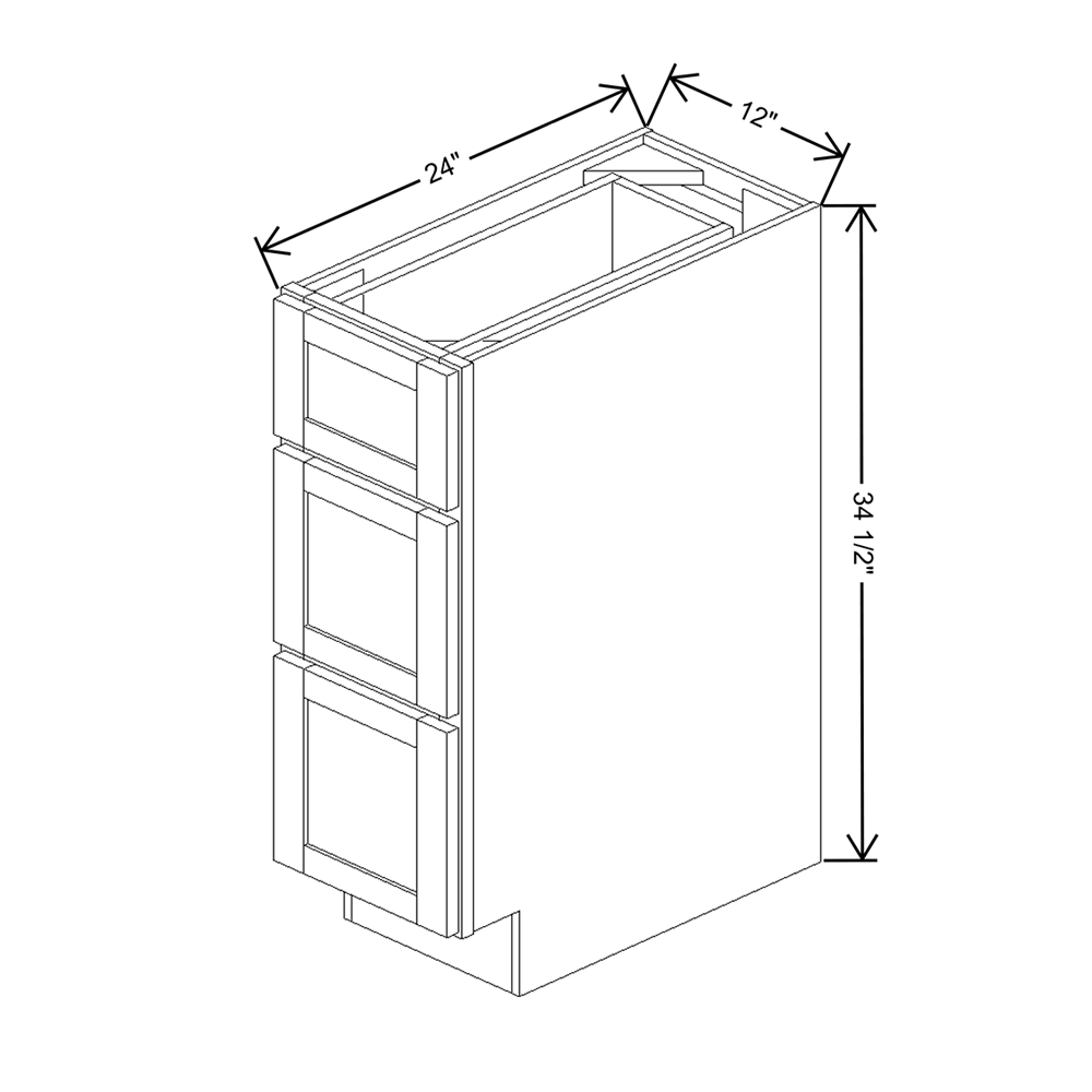 Wolf Classic Grove Pewter Paint 12"W Base 3 Drawer Cabinet