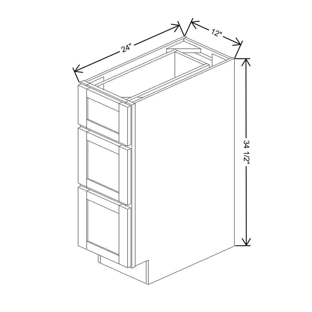 Wolf Classic Dartmouth Bayside Paint 12"W Base 3 Drawer Cabinet