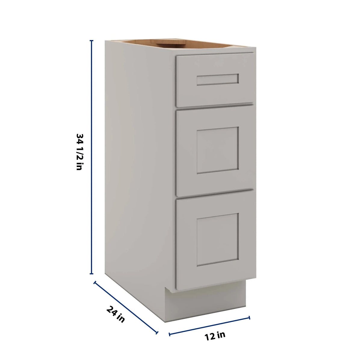 CNC Luxor 5-Piece Misty Grey 12" W 3 Drawer Base Cabinet