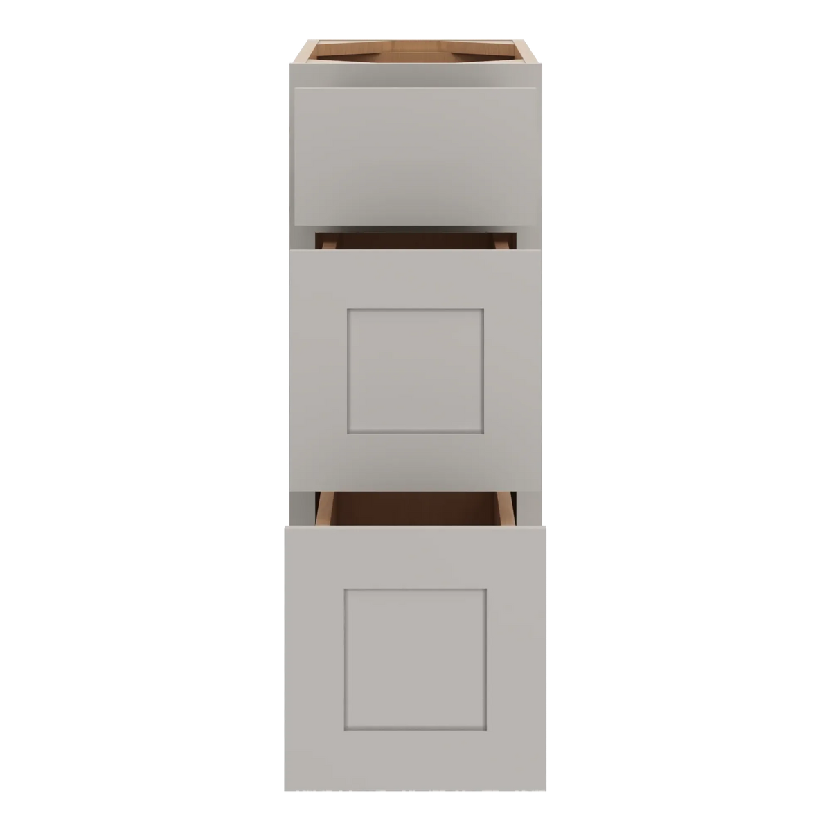 cnc luxor misty grey 12 w 3 drawer base cabinet