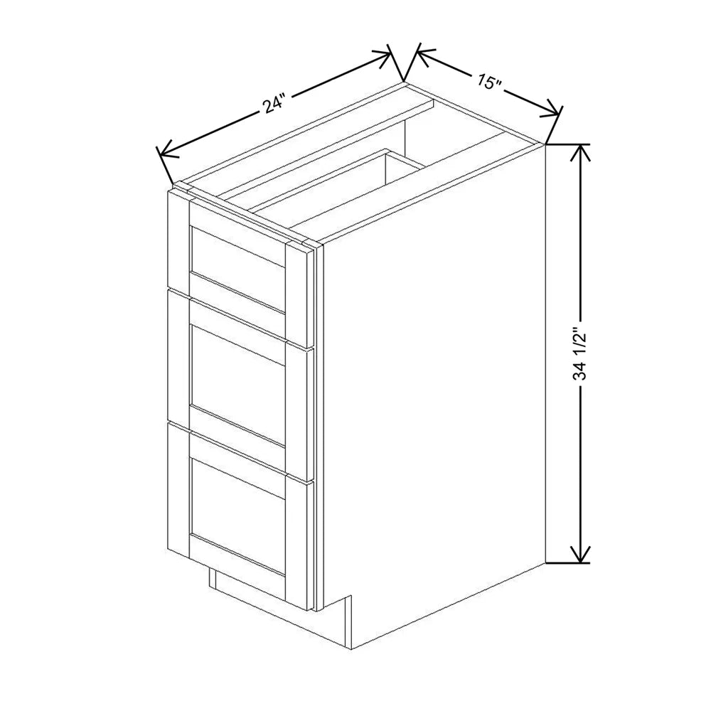 Kitchen Cabinet Distributors Shaker Designer White 5PC Drawer Base Cabinet - 15" W