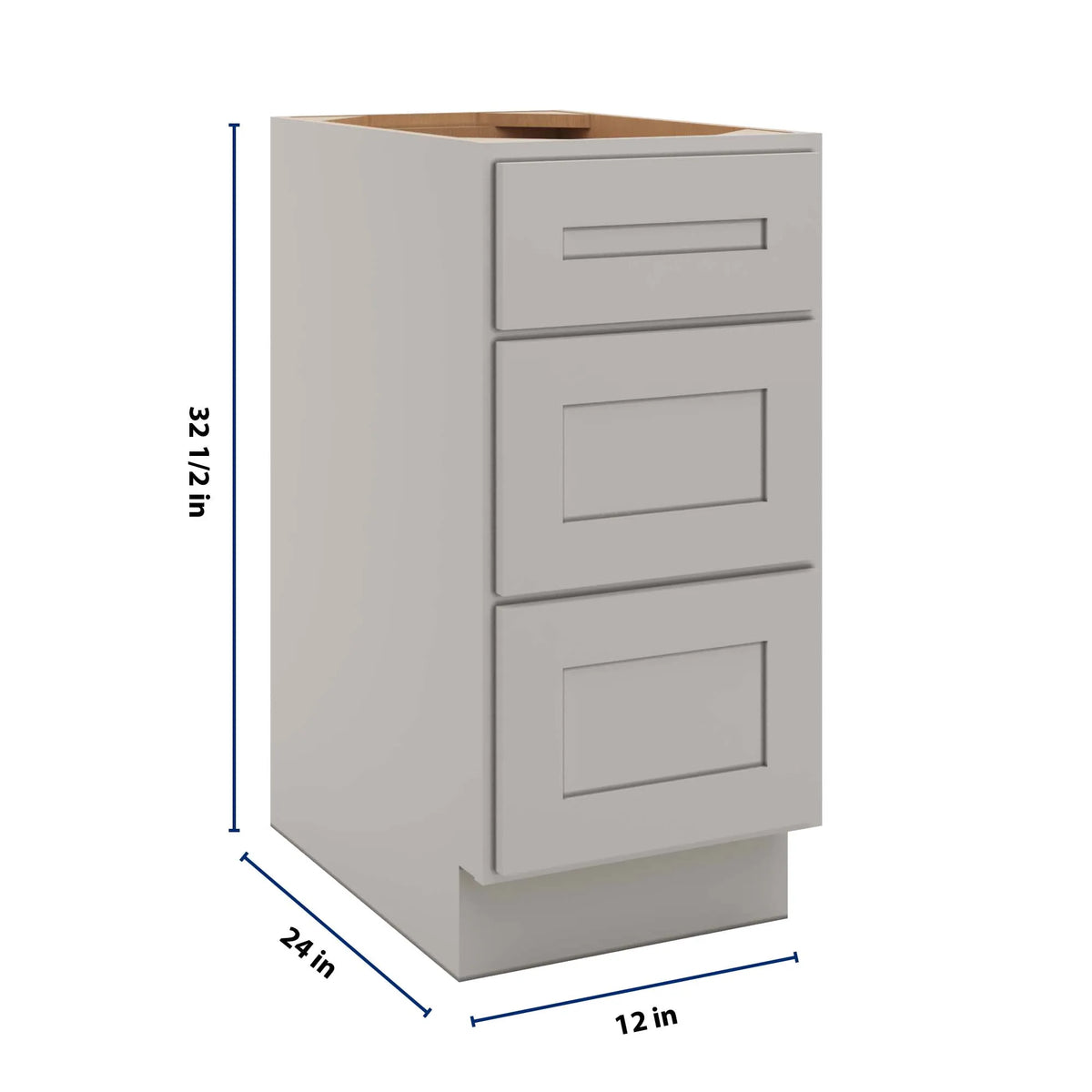 CNC Luxor 5-Piece Misty Grey 15" W X 32 1/2" H 3 Drawer Base Cabinet