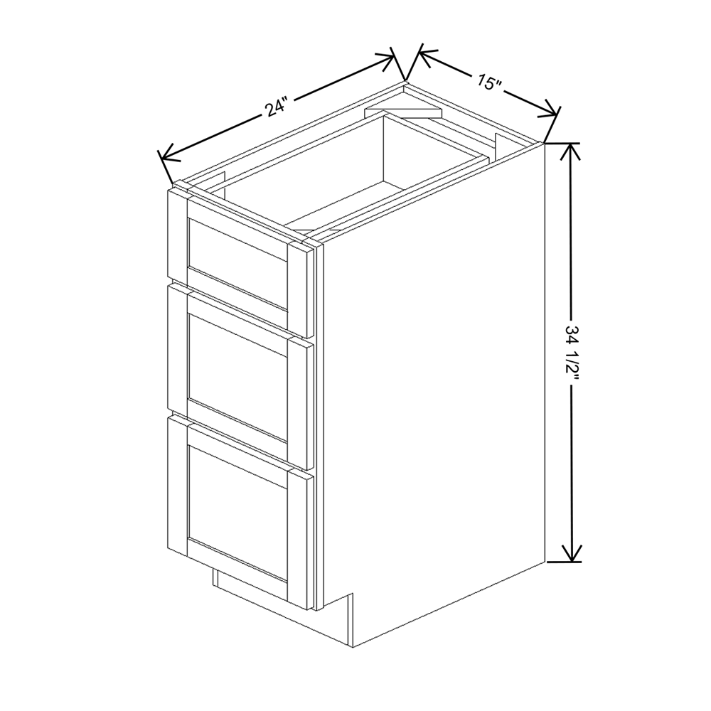 Wolf Classic York White Paint 15"W Base 3 Drawer Cabinet