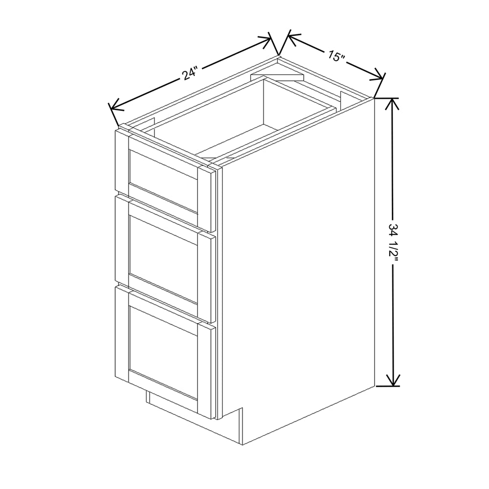 Wolf Classic Dartmouth 5-piece White Paint 15"W Base 3 Drawer Cabinet