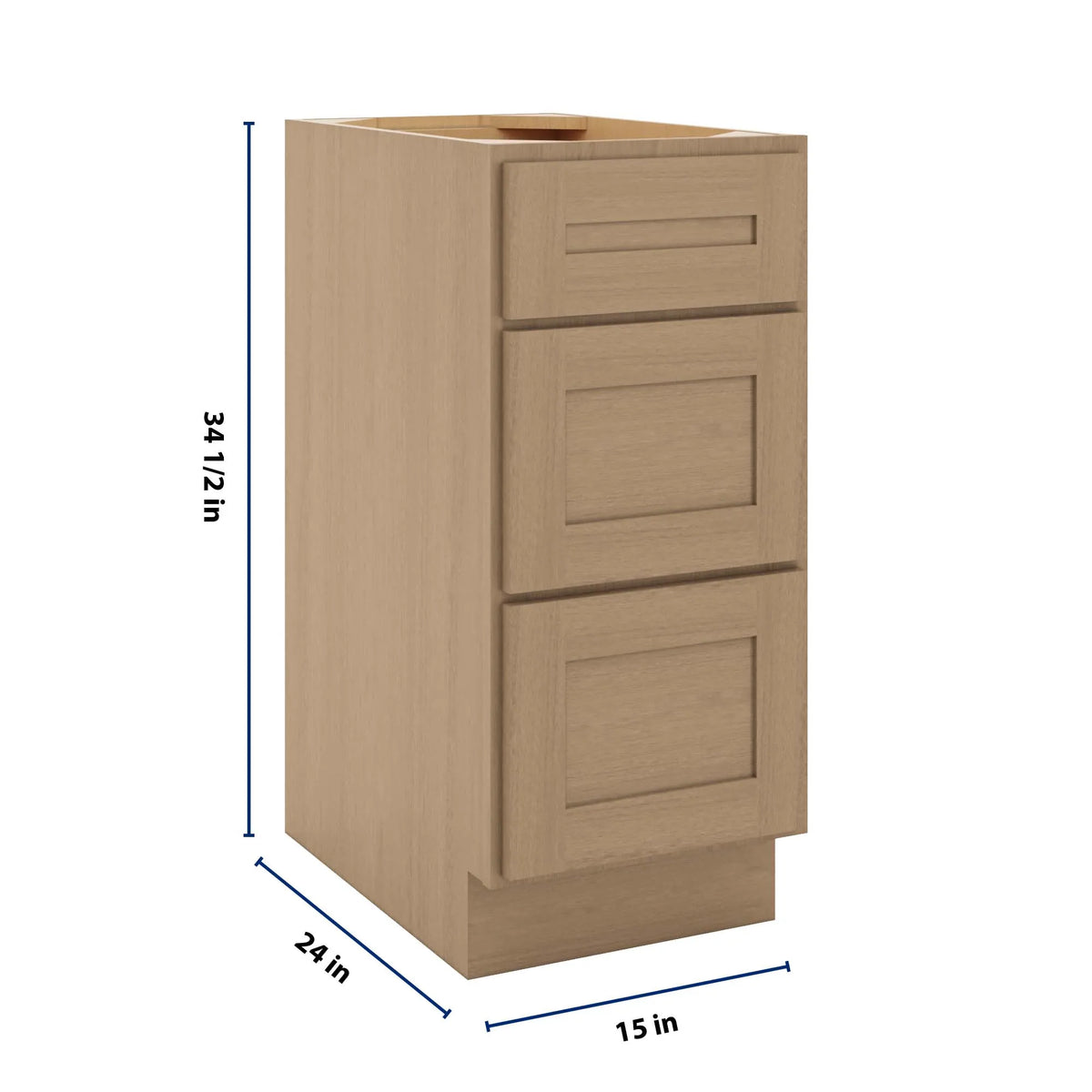 CNC Luxor 5-Piece Harvest 15" W 3 Drawer Base Cabinet
