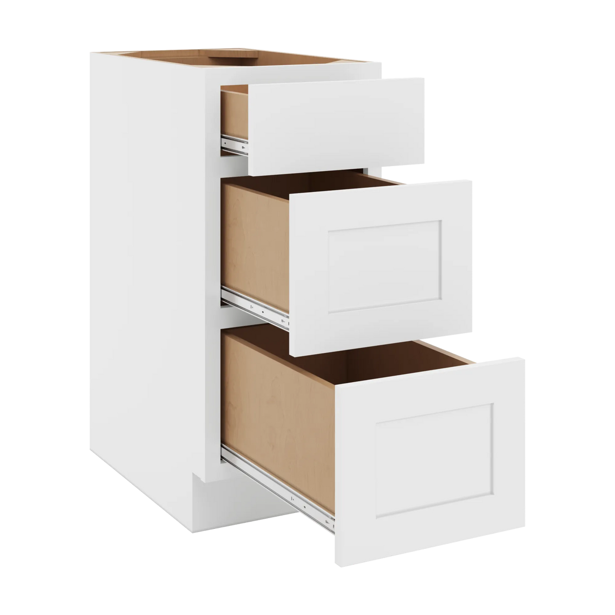 cnc luxor white 15 w 3 drawer base cabinet
