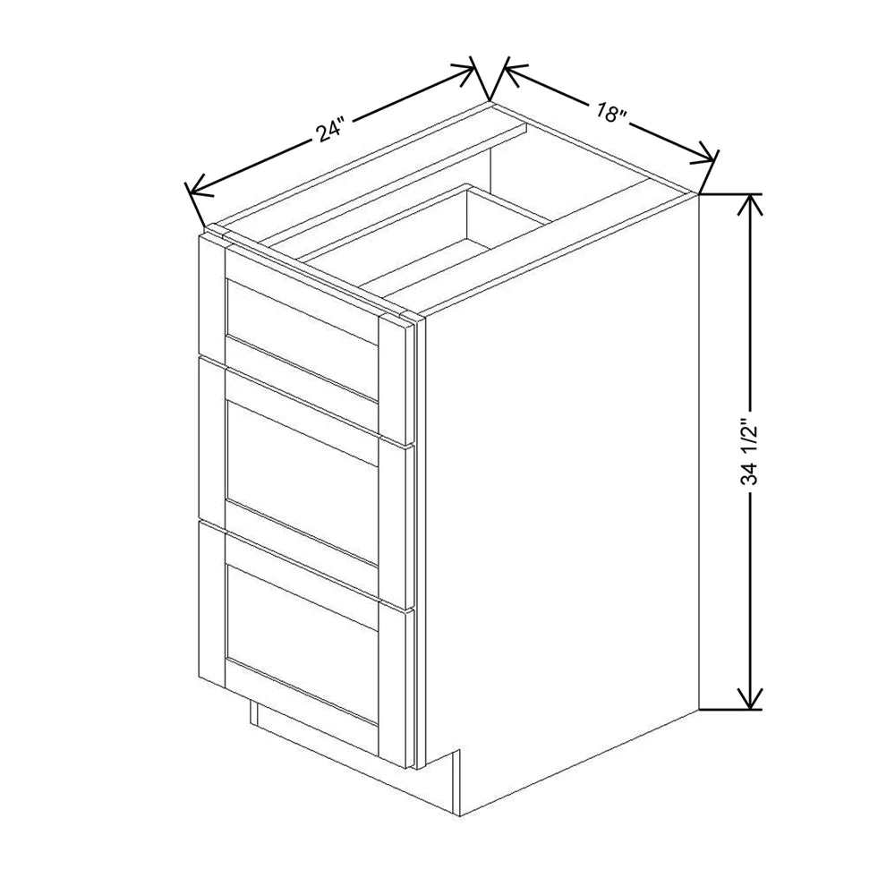 Kitchen Cabinet Distributors Shaker Designer White 5PC Drawer Base Cabinet - 18" W