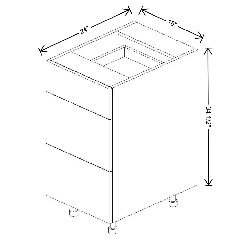 Fabuwood Illume Catalina Bianco Matte7"W 3 Drawer Base