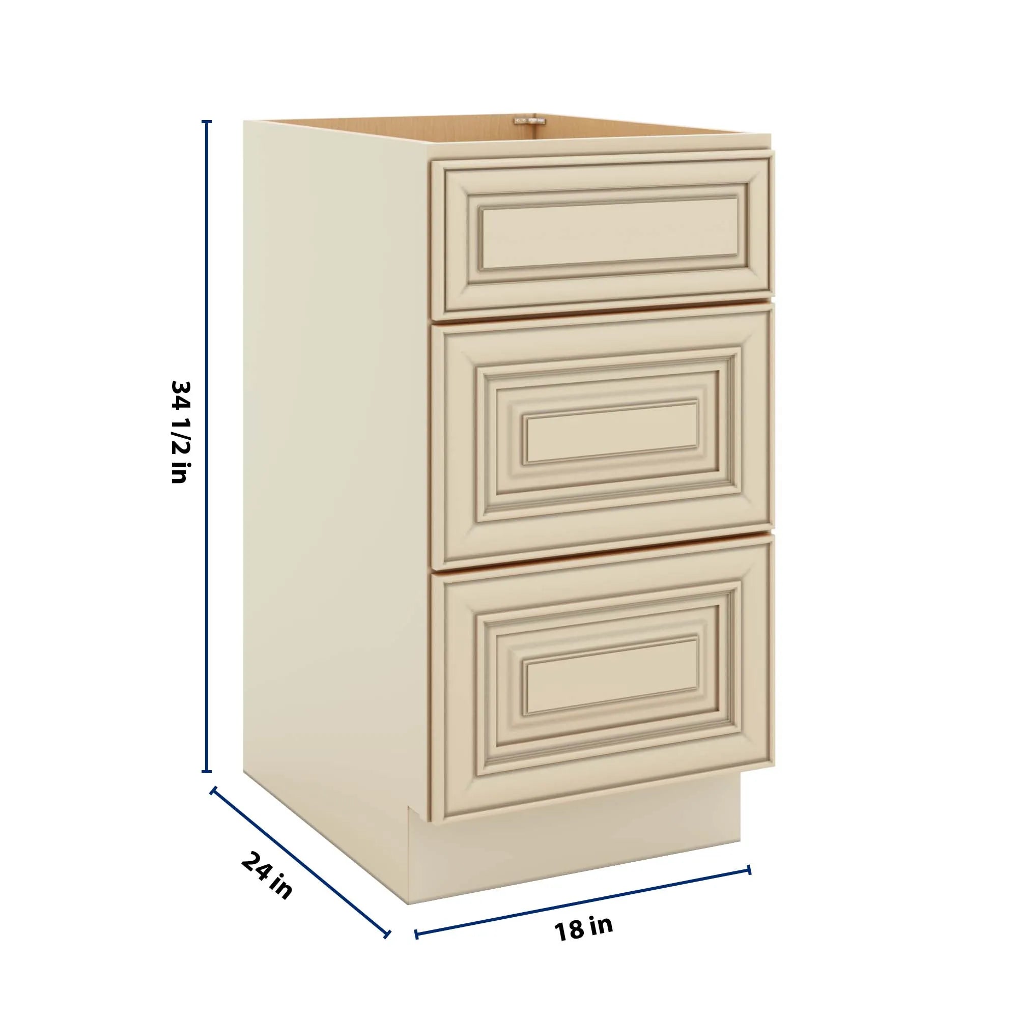 J&K Creme Glazed A7 Base w/3 Drawers - 18" W