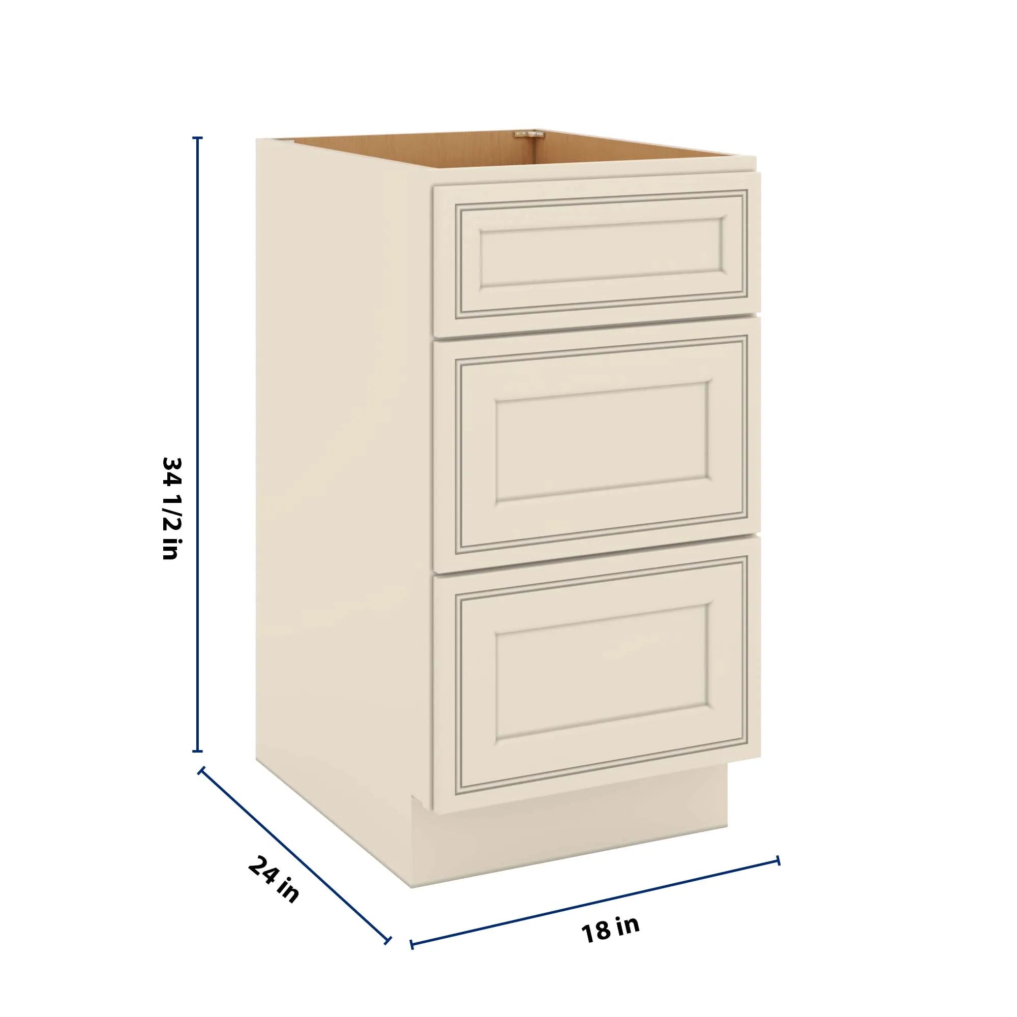 J&K Pearl Glazed H9 Base w/3 Drawers - 18" W