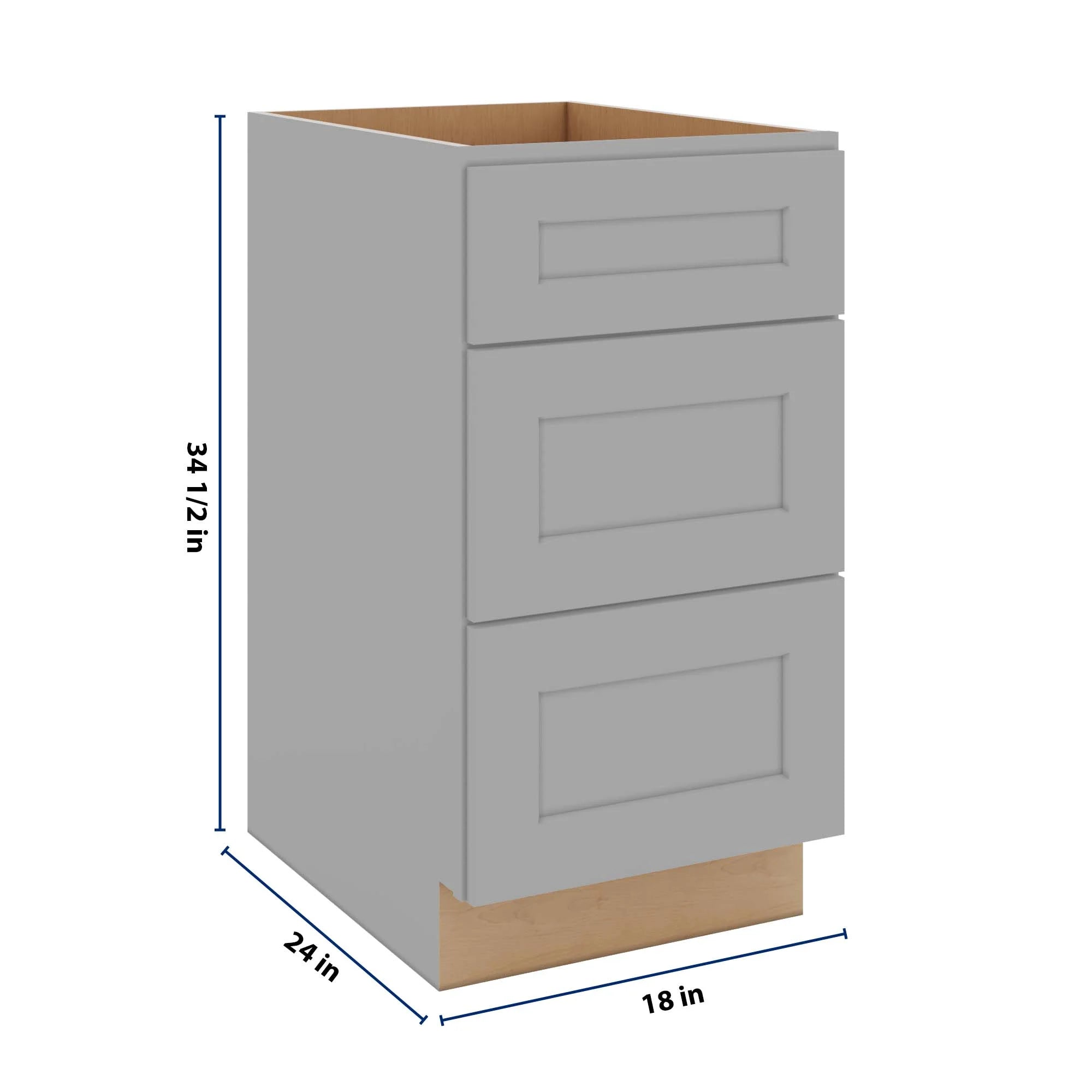 J&K Castle Grey S5 Base w/3 Drawers - 18" W