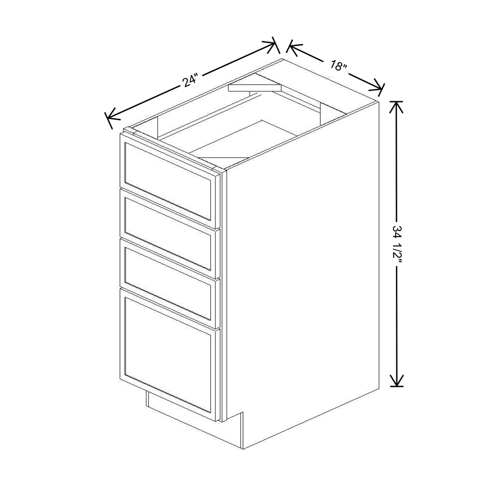 Cubitac Prestige Dover Latte 18" W 4-Drawer Base Cabinet