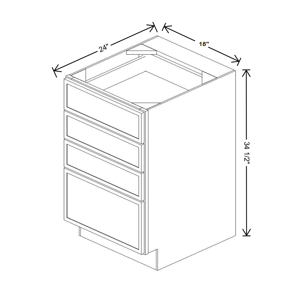 Cubitac Prestige Dover Latte 18" W 4-Drawer Base Cabinet