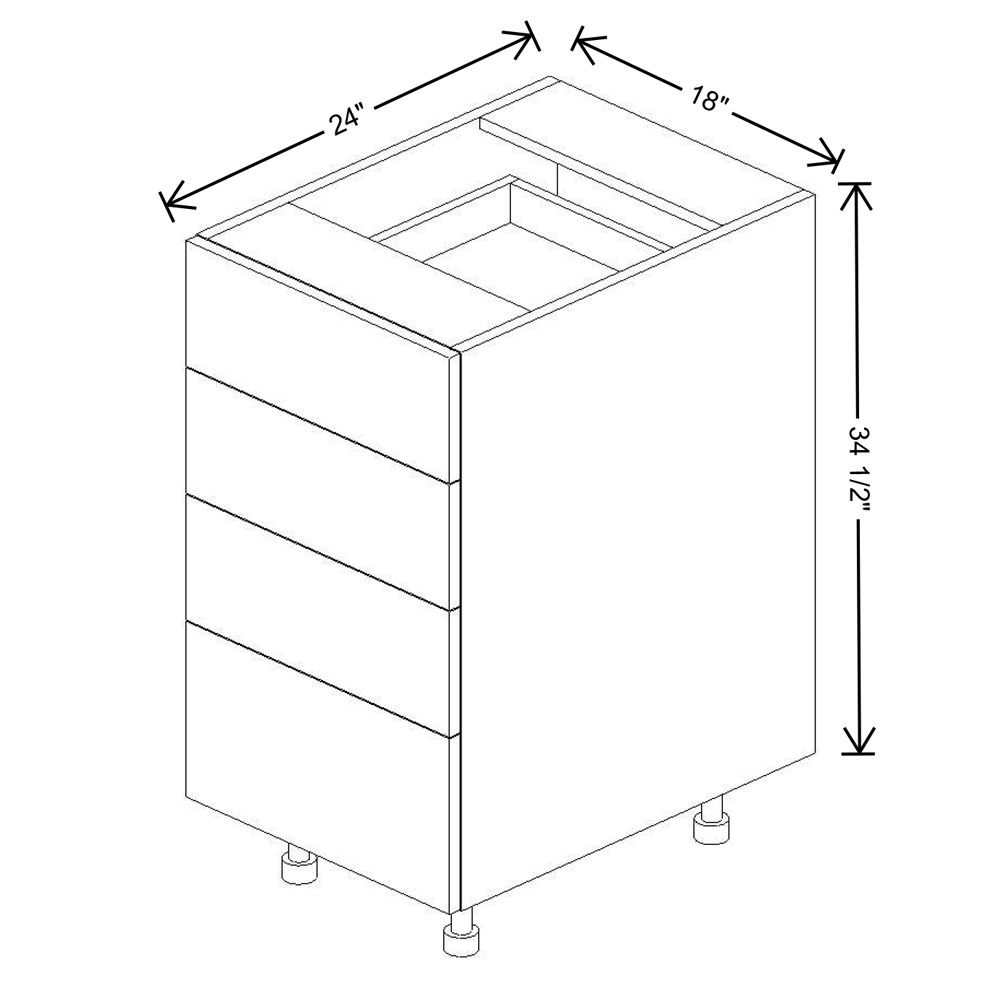 Fabuwood Illume Catalina Bianco Matte4"W 4 Drawer Base