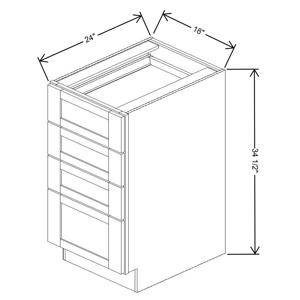 Fabuwood Allure Luna Kona 18"W Base 4 Drawers