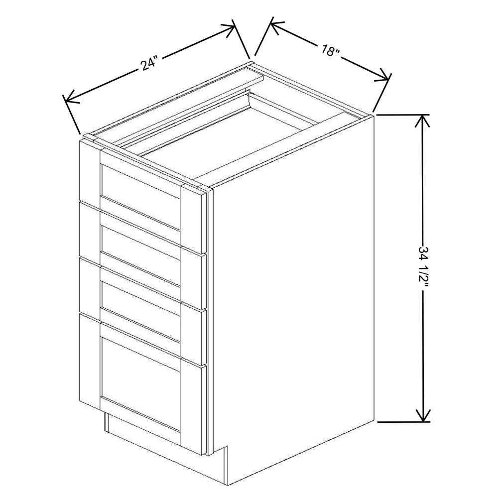 Fabuwood Allure Fusion Timber 18" W X 34 1/2" H X 24" D 4 Drawer Base Cabinet