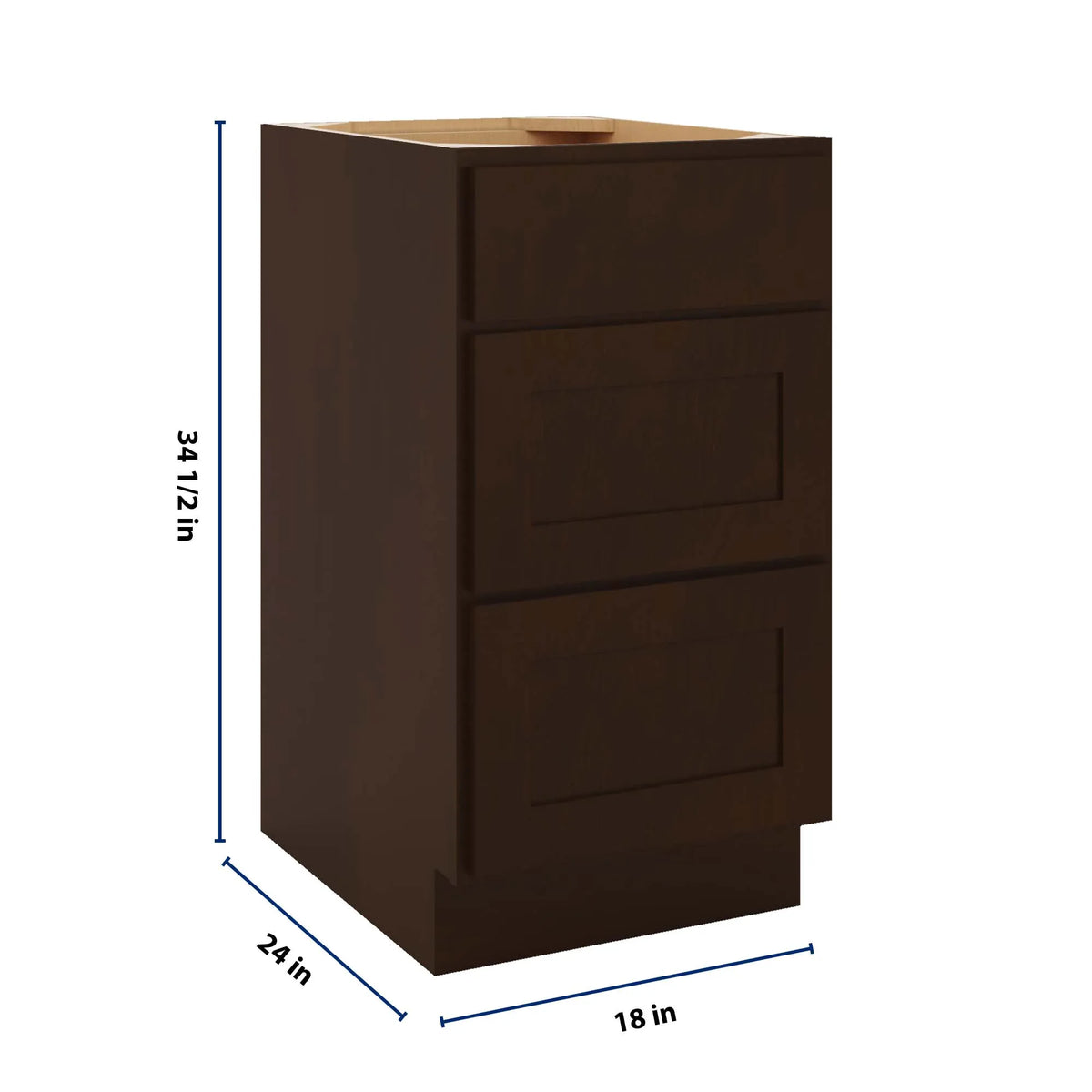 CNC Luxor 5-Piece Espresso 18" W 3 Drawer Base Cabinet