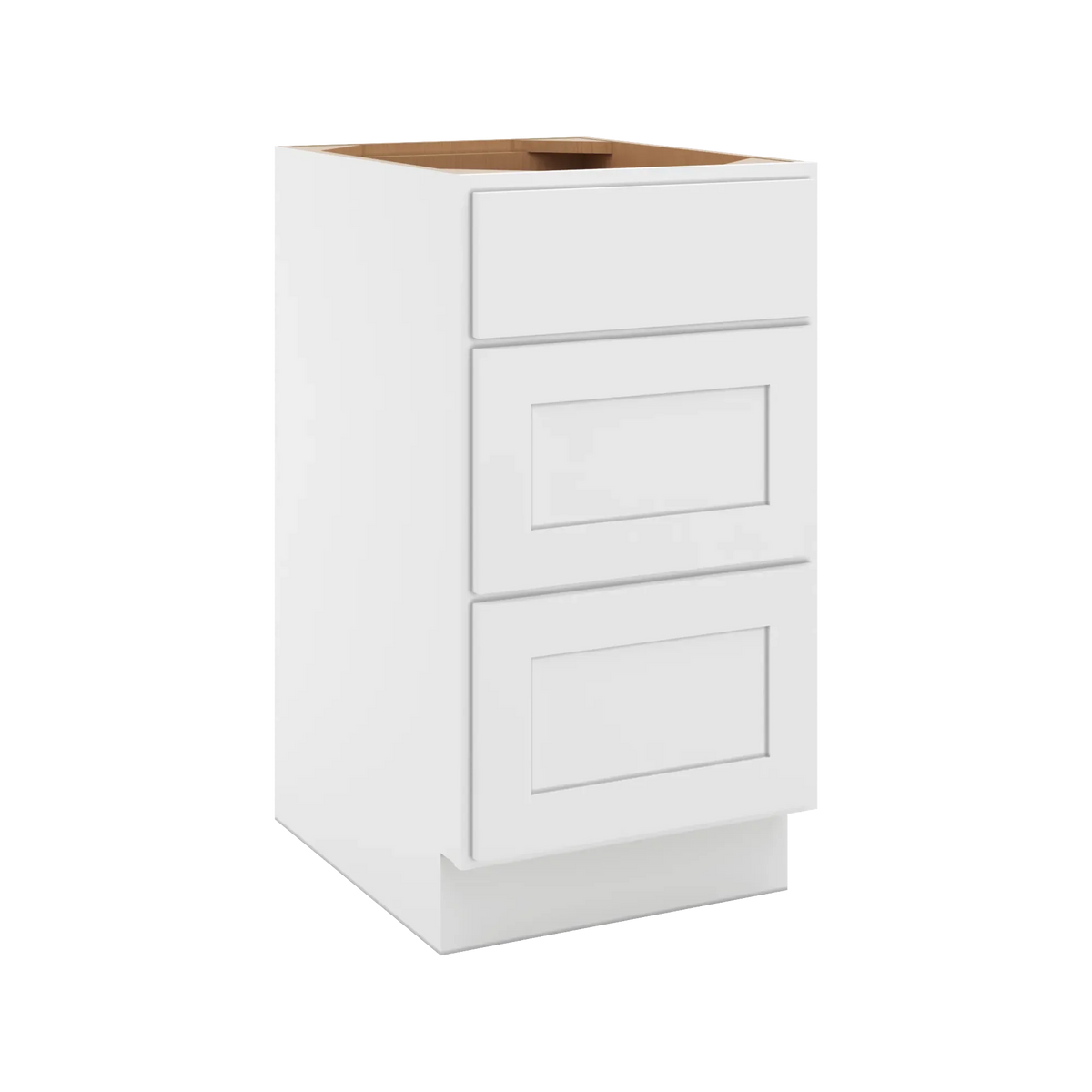 cnc luxor white 18 w 3 drawer base cabinet
