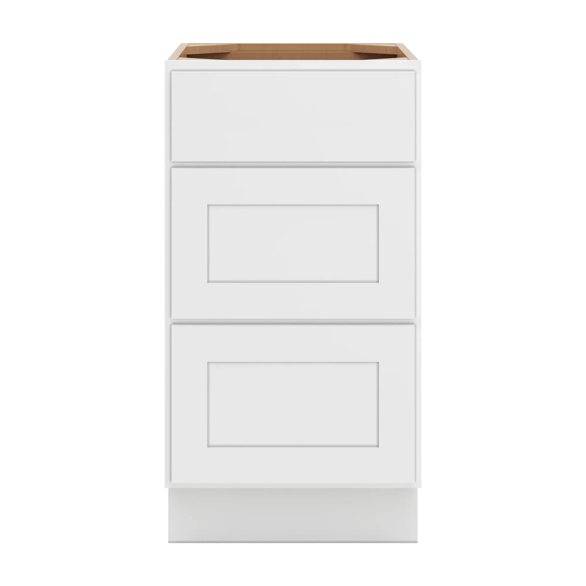 cnc luxor white 18 w 3 drawer base cabinet