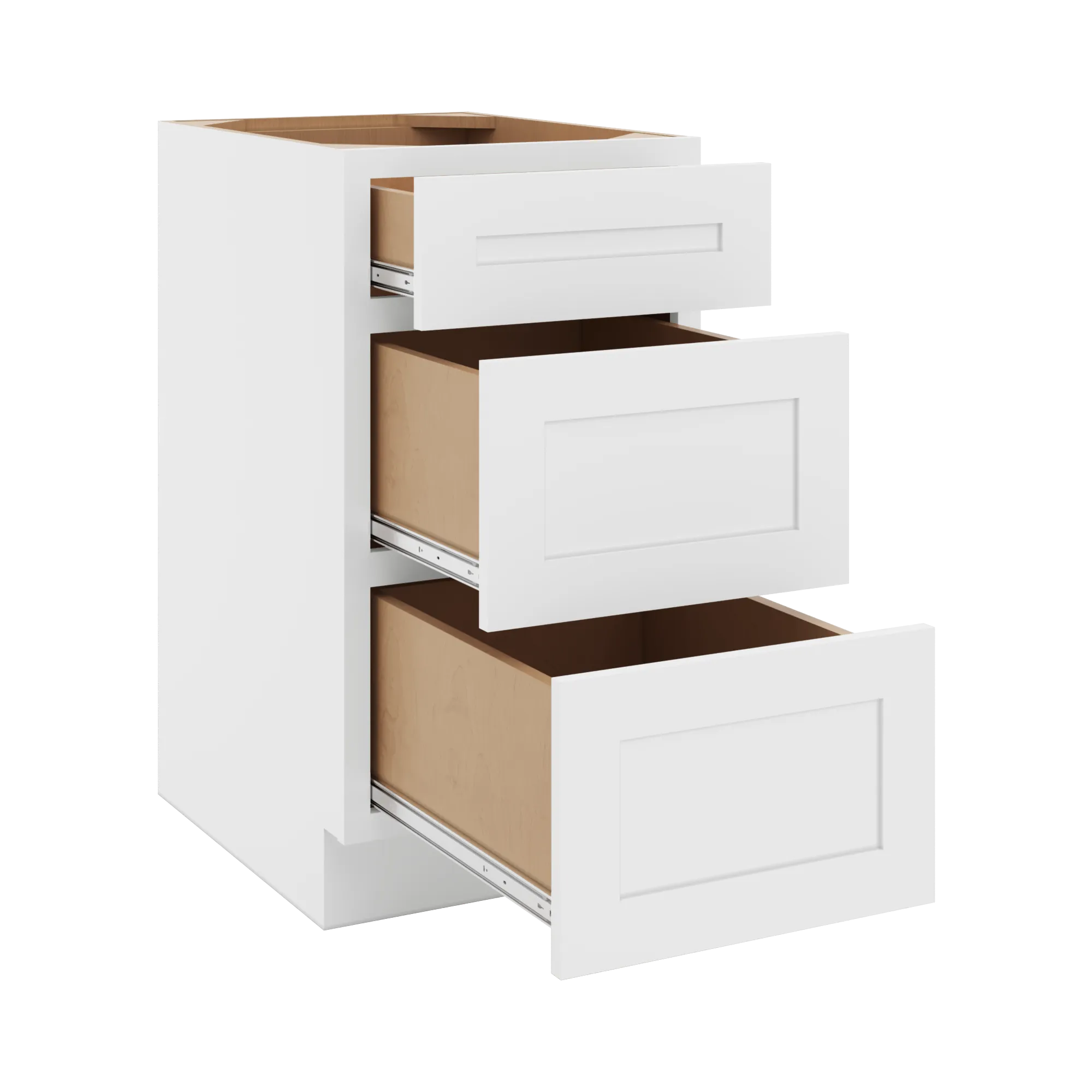 cnc luxor 5 piece white 18 w 3 drawer base cabinet