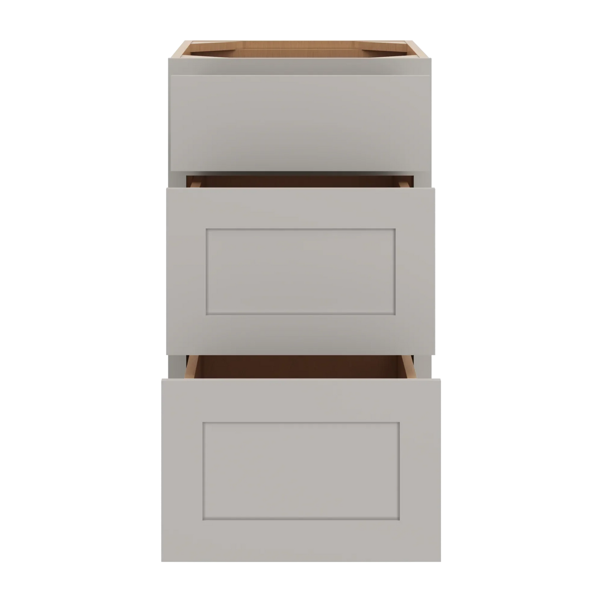 cnc luxor misty grey 18 w 3 drawer base cabinet