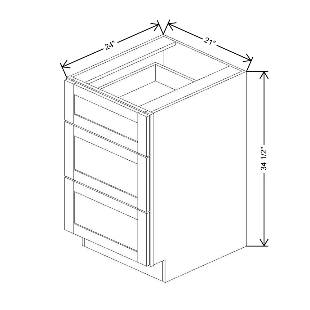 Kitchen Cabinet Distributors Shaker Designer White 5PC Drawer Base Cabinet - 21" W