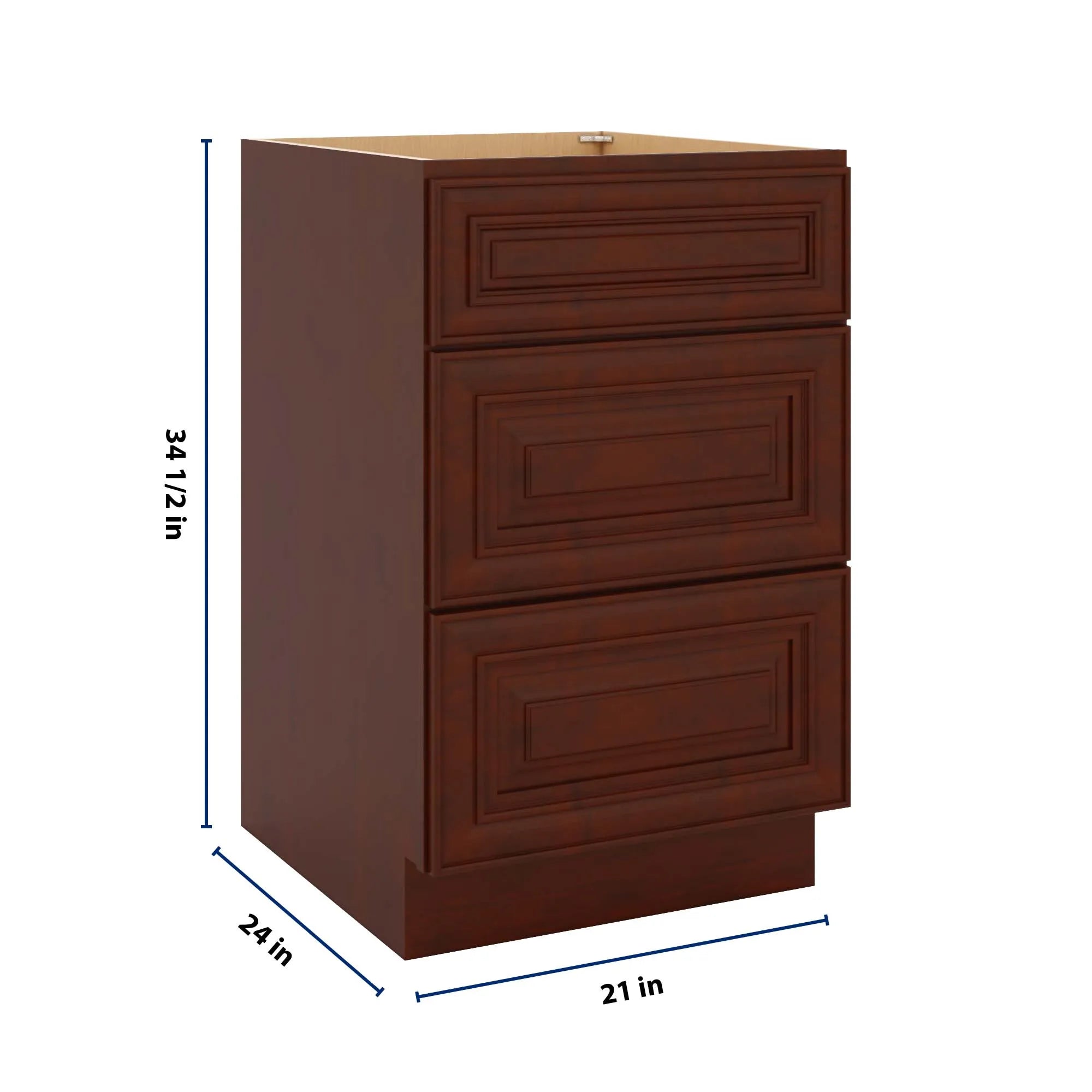 J&K Mahogany J5 Base w/3 Drawers - 21" W