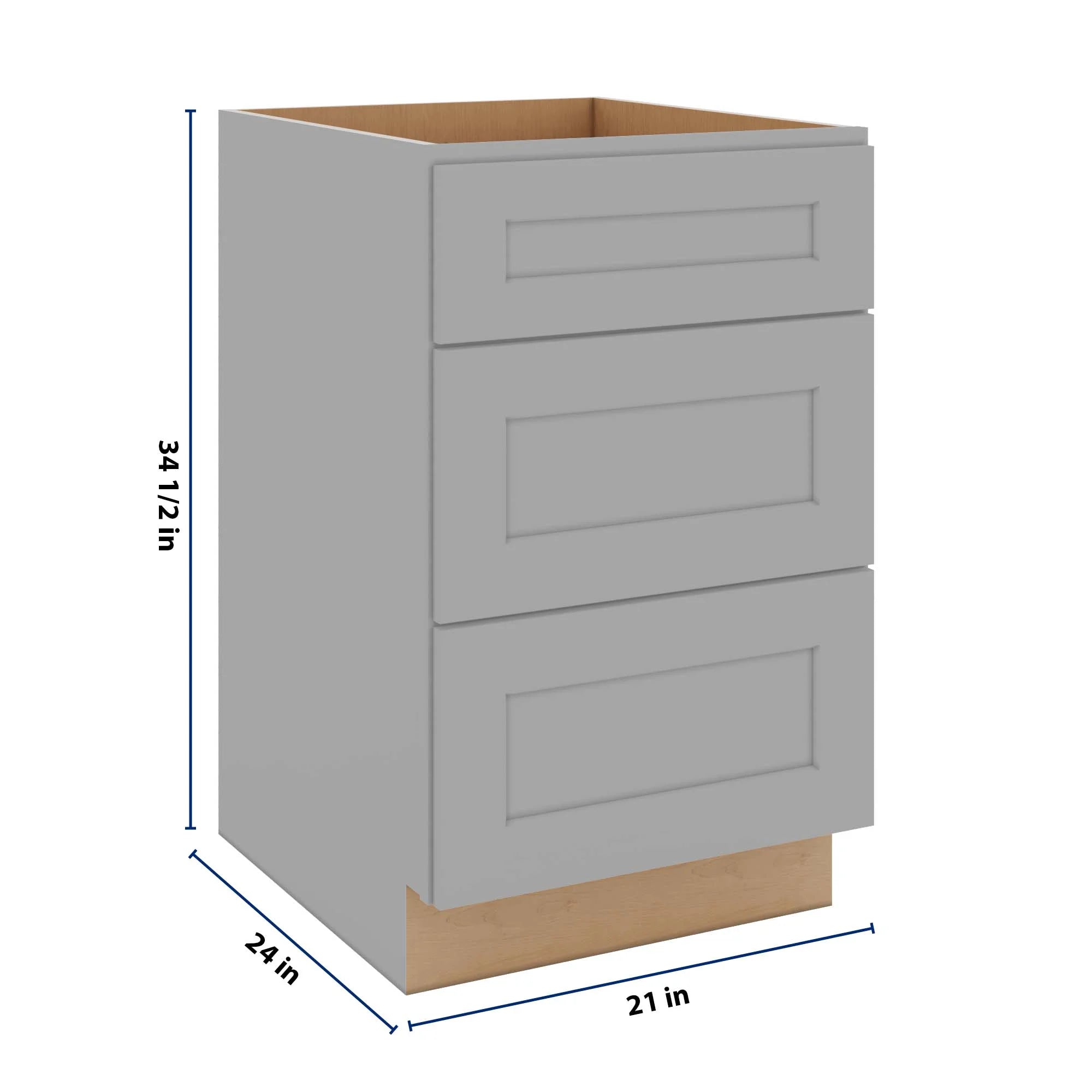 J&K Castle Grey S5 Base w/3 Drawers - 21" W