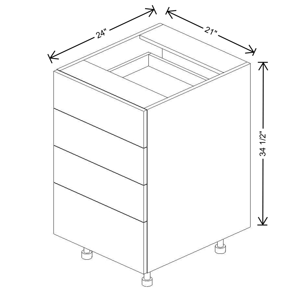 Fabuwood Illume Catalina Bianco Gloss 24"W 4 Drawer Base