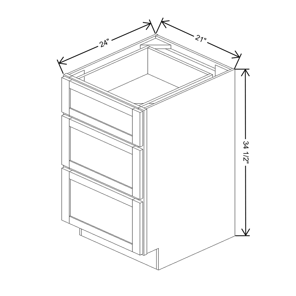 Wolf Classic Waverly White Paint 21"W Base 3 Drawer Cabinet