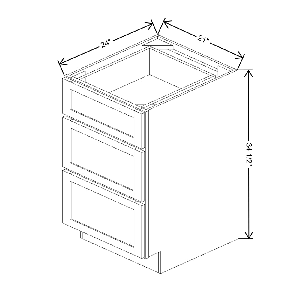 Wolf Classic York White Paint 21"W Base 3 Drawer Cabinet