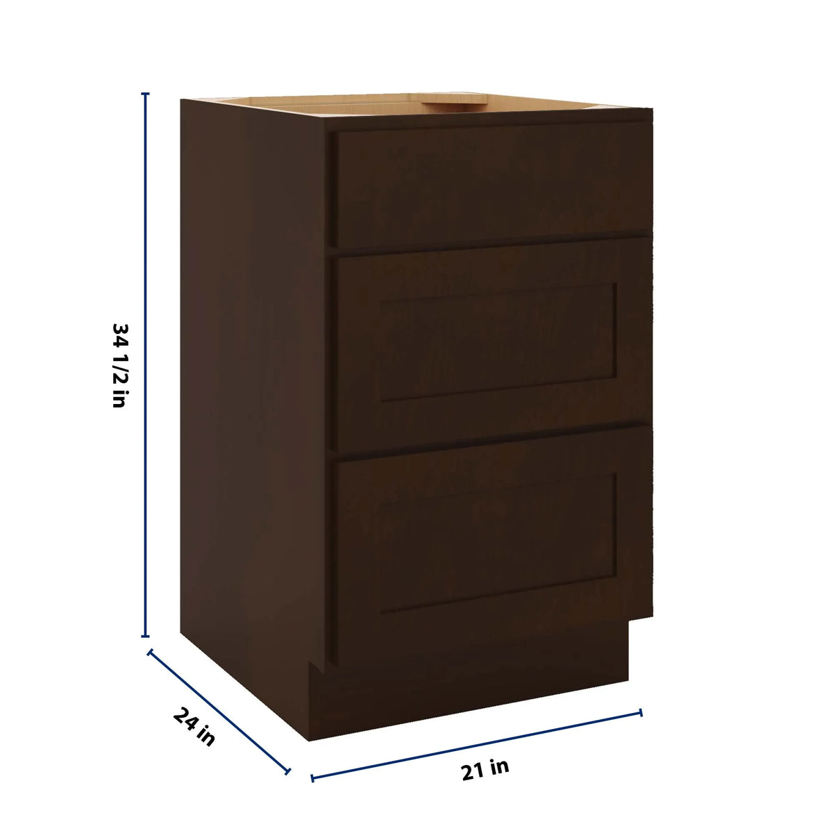 CNC Luxor 5-Piece Espresso 21" W 3 Drawer Base Cabinet