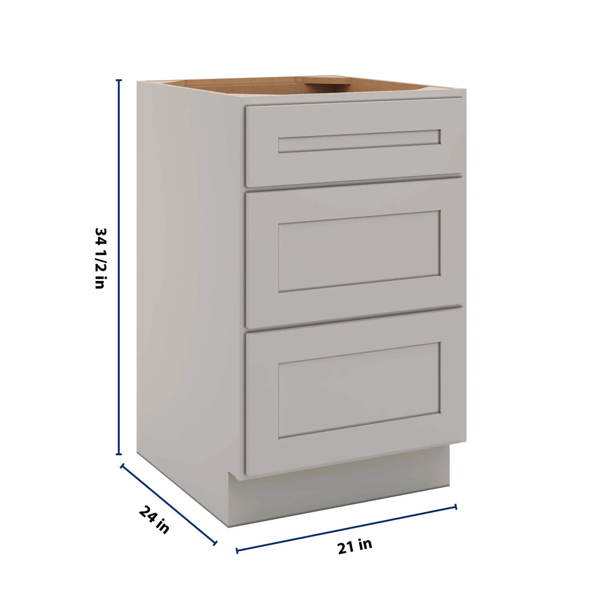 CNC Luxor 5-Piece Misty Grey 21" W 3 Drawer Base Cabinet