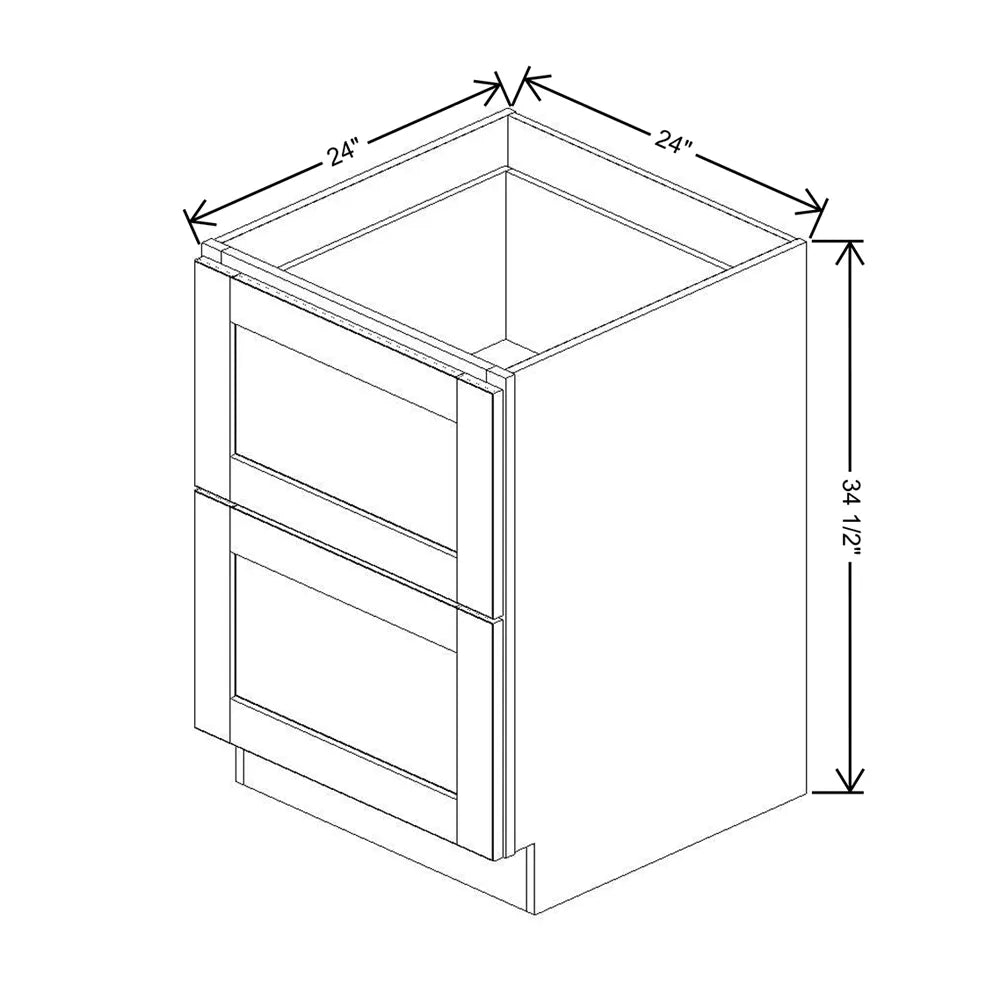 J&K White Shaker S8 Base w/2 Drawers - 24" W