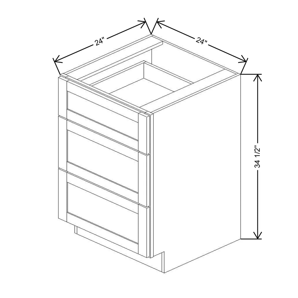 Kitchen Cabinet Distributors Shaker Designer White 5PC Drawer Base Cabinet - 24" W