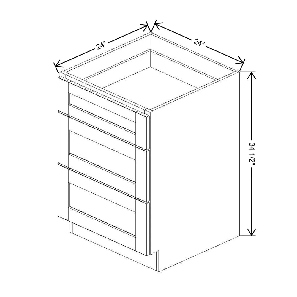 J&K Espresso K8 Base w/3 Drawers - 24" W