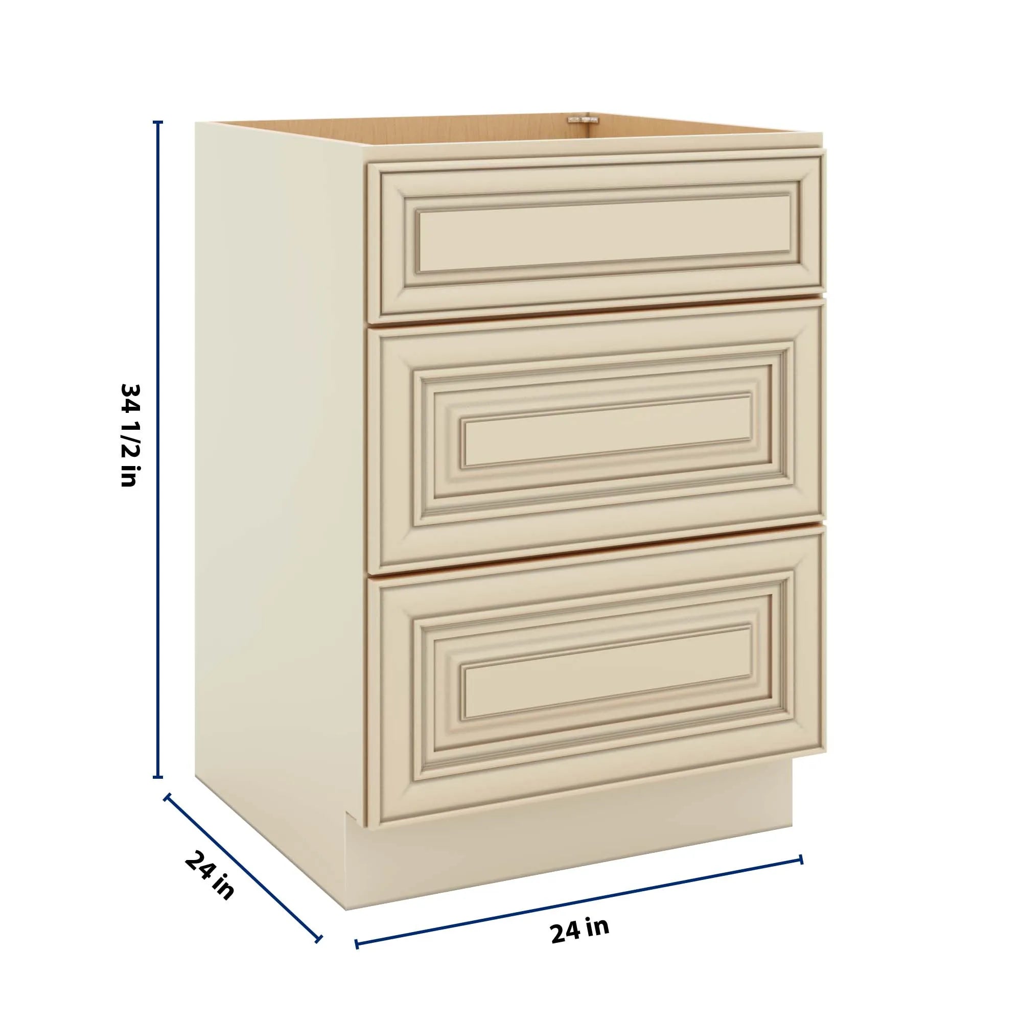 J&K Creme Glazed A7 Base w/3 Drawers - 24" W