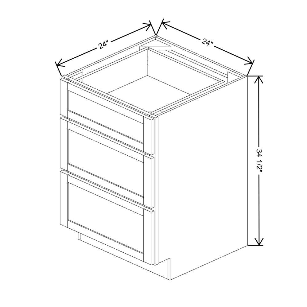 Wolf Classic Dartmouth 5-Piece Grey Stain 24"W Base 3 Drawer Cabinet