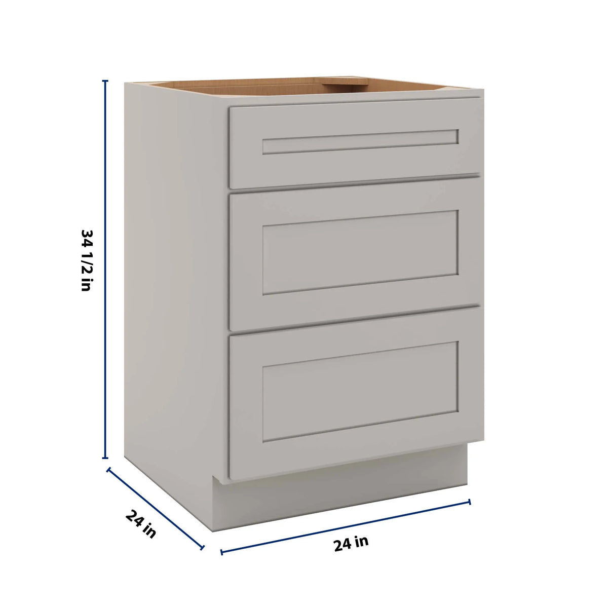 CNC Luxor 5-Piece Misty Grey 24" W 3 Drawer Base Cabinet