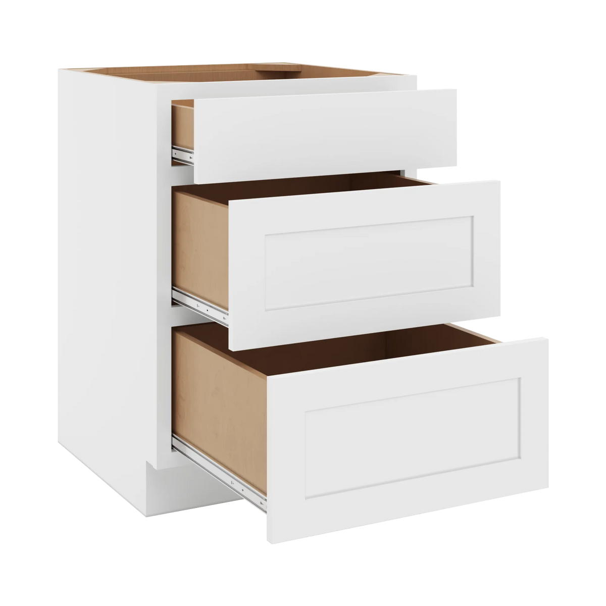 cnc luxor white 24 w 3 drawer base cabinet