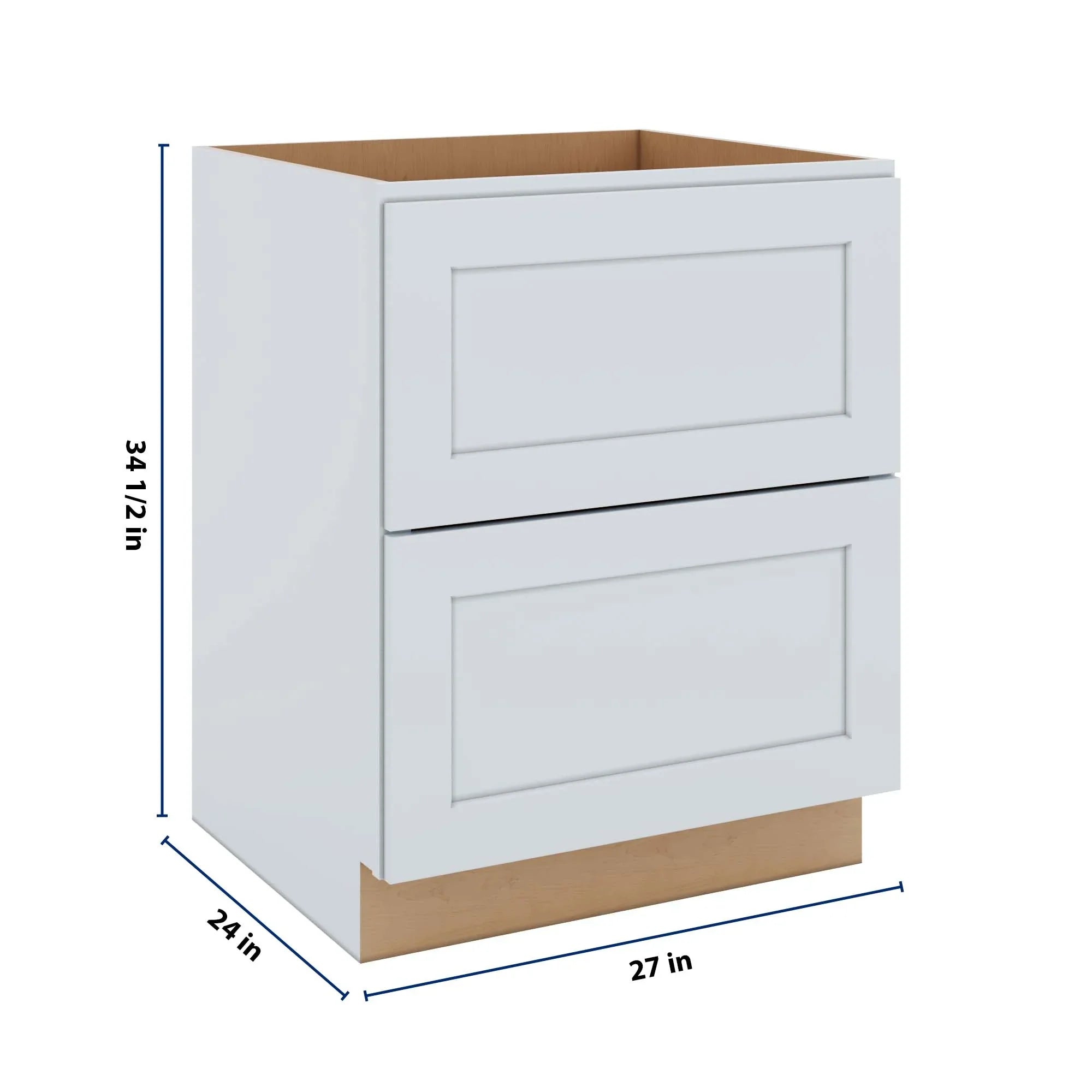 J&K White Shaker S8 Base w/2 Drawers - 27" W