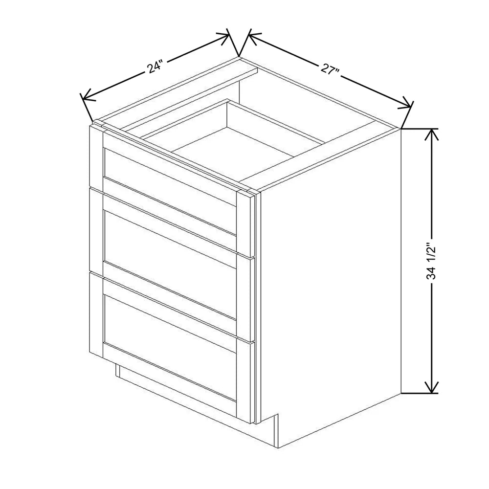 Kitchen Cabinet Distributors Shaker Designer White 5PC Drawer Base Cabinet - 27" W