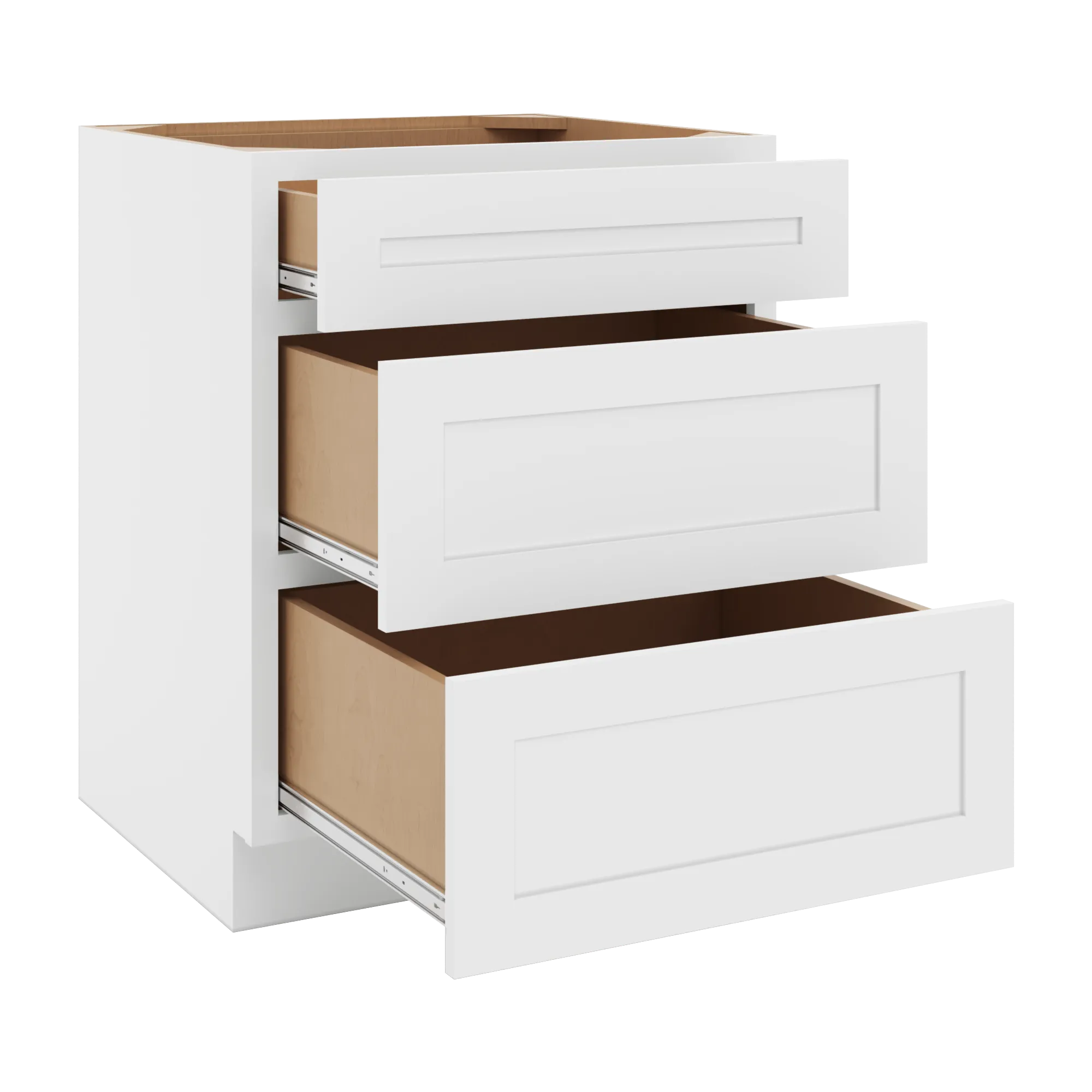 cnc luxor 5 piece white 27 w 3 drawer base cabinet
