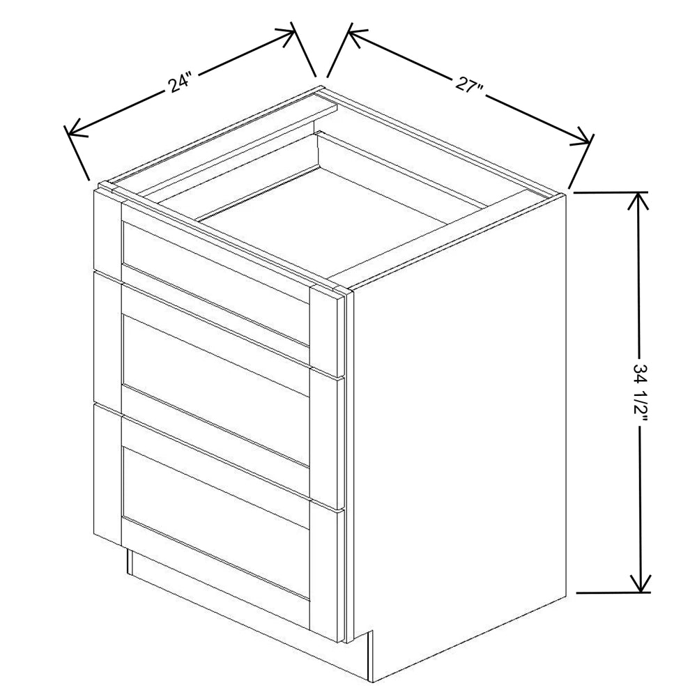 Fabuwood Allure Fusion Timber 27" W X 34 1/2" H X 24" D 3 Drawer Base Cabinet