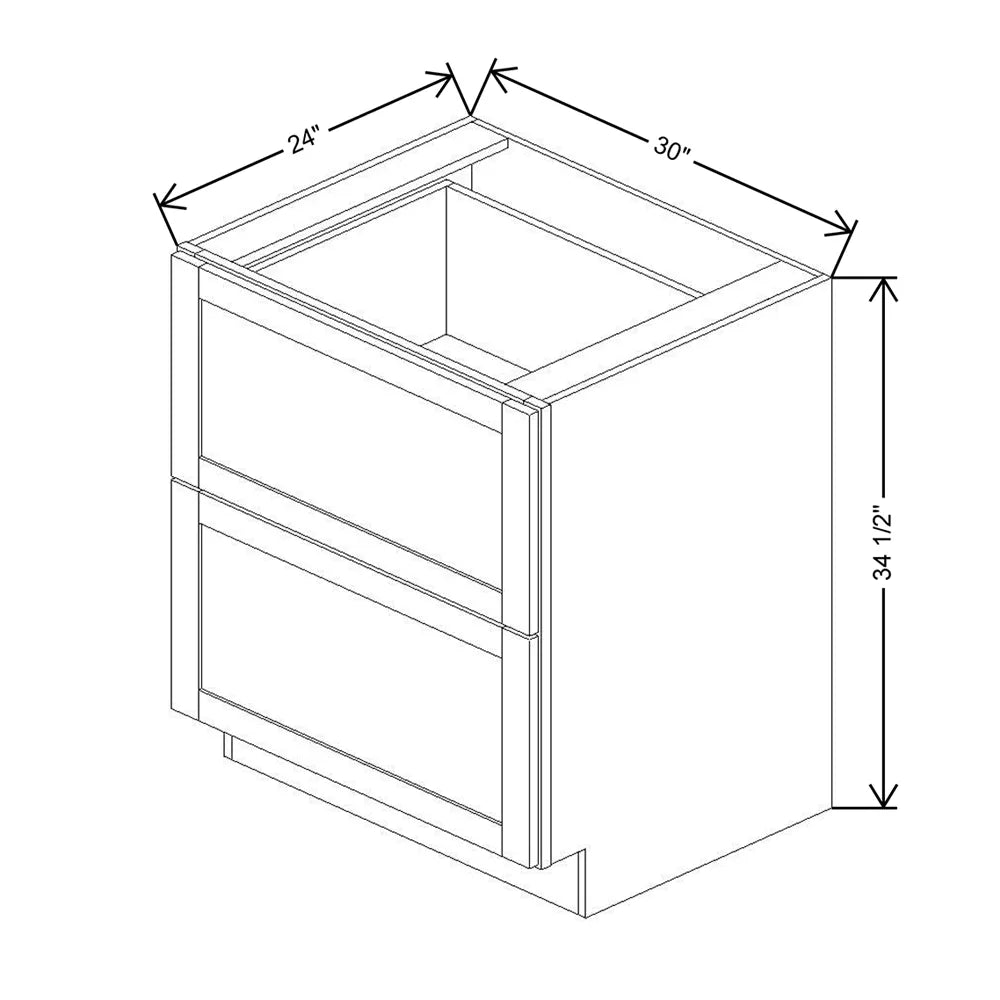 Kitchen Cabinet Distributors Shaker Designer White 5PC 2 Drawer Base Cabinet - 30" W