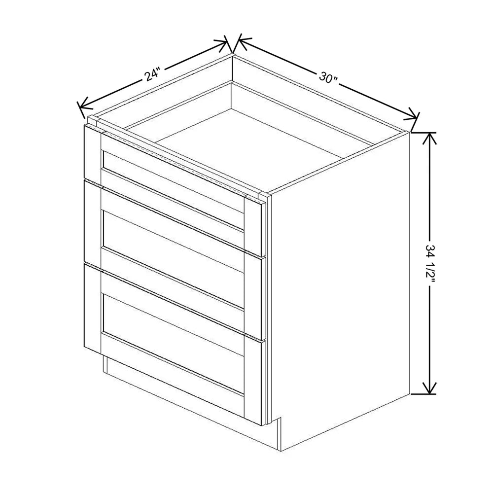 J&K Charcoal E2 Base w/3 Drawers - 30" W