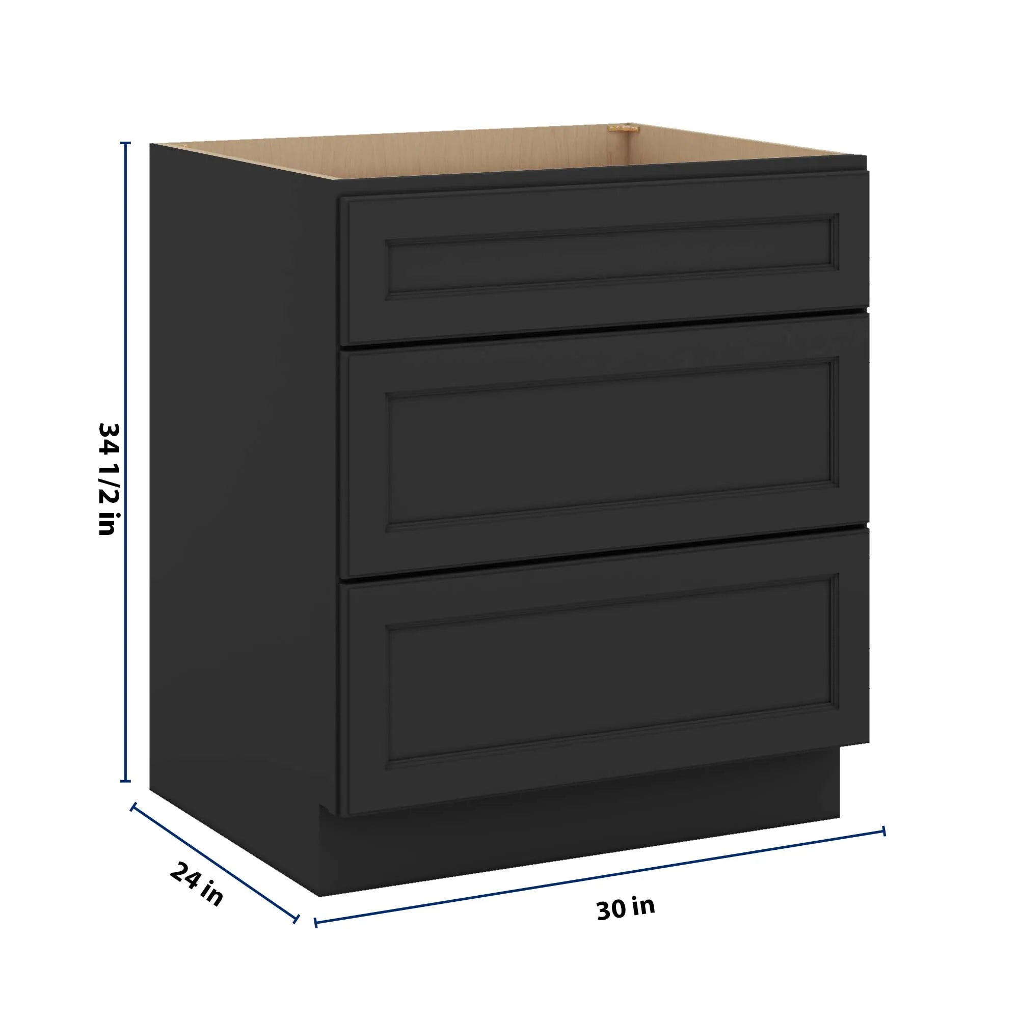 J&K Charcoal E2 Base w/3 Drawers - 30" W